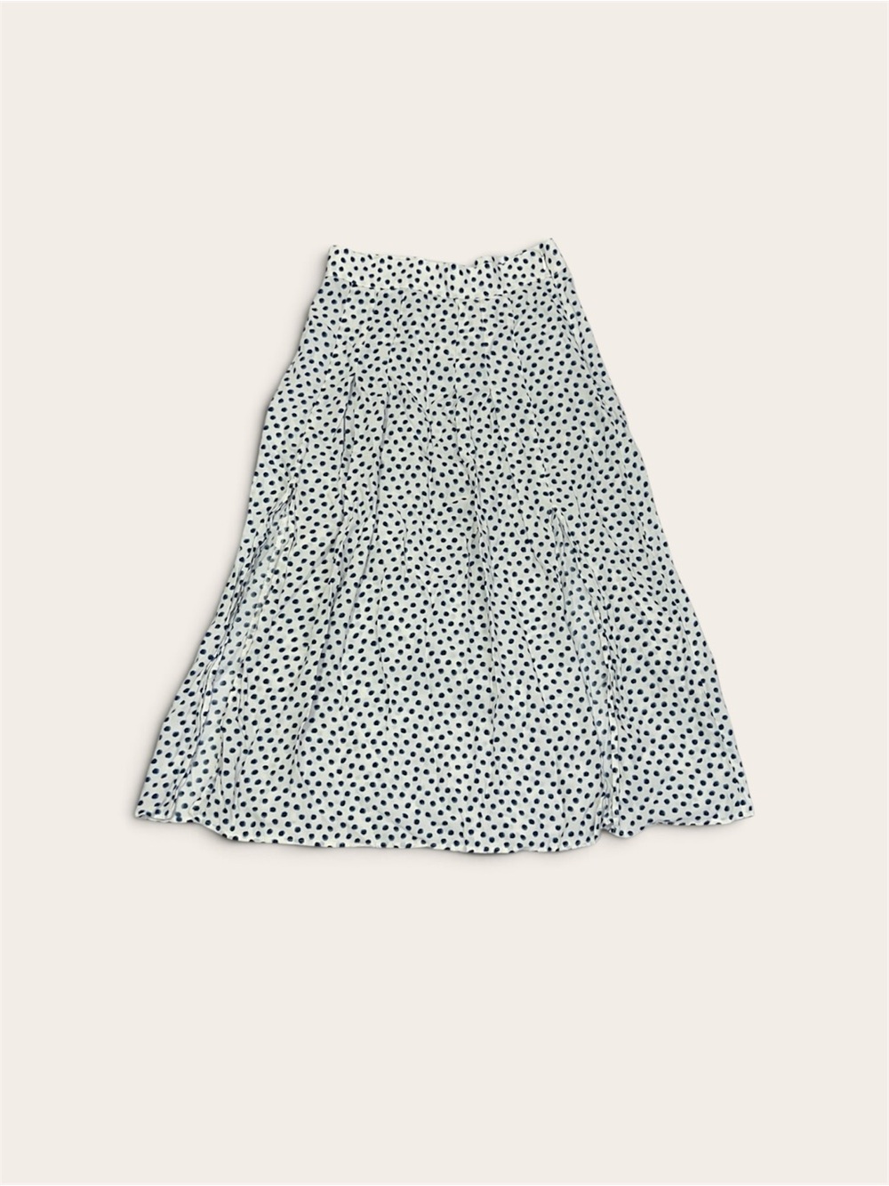 H&M White Midi Skirt With Blue Polka Dots Women’s Size 6 Flowy Airy Boho Dainty